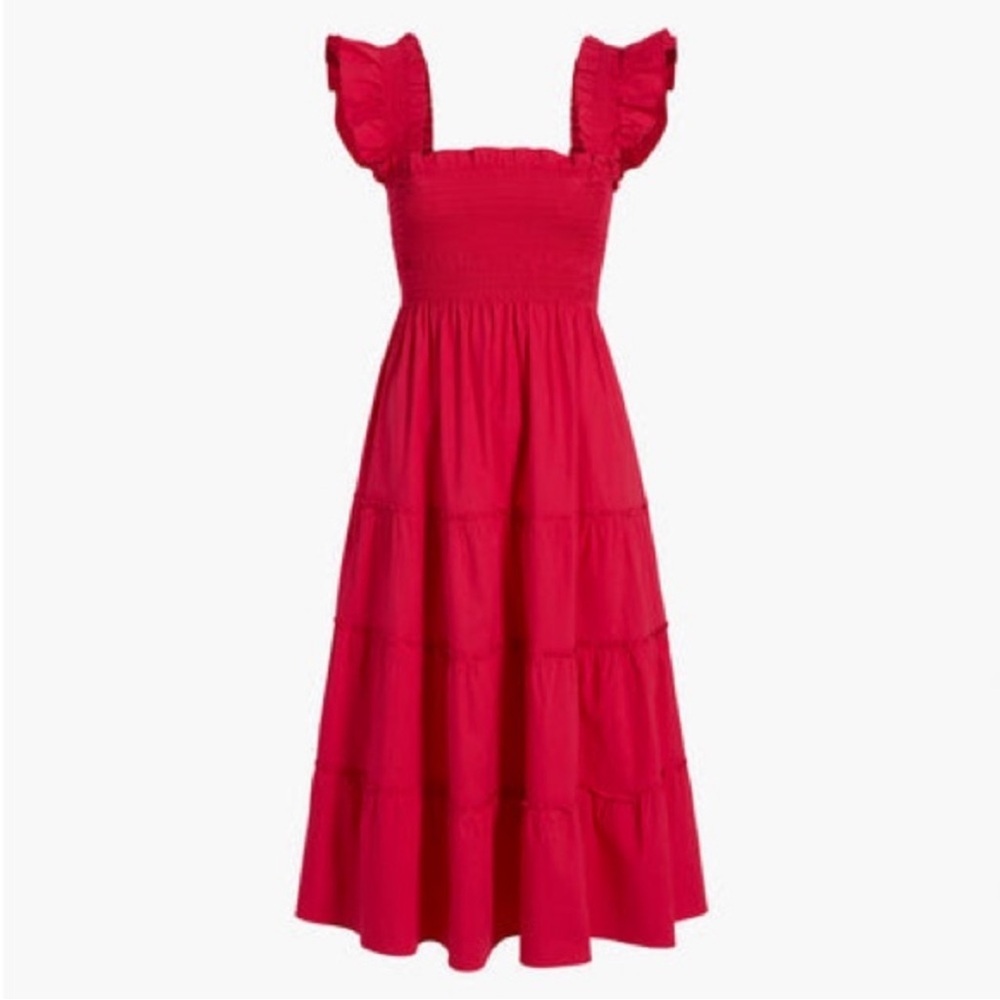 Hill House Home The Ellie Nap Dress Raspberry Red Poplin Size XS - Picture 4 of 14